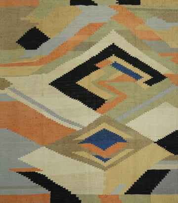 Square Wool Kilim Vegetable Dye Area Rug 6x6