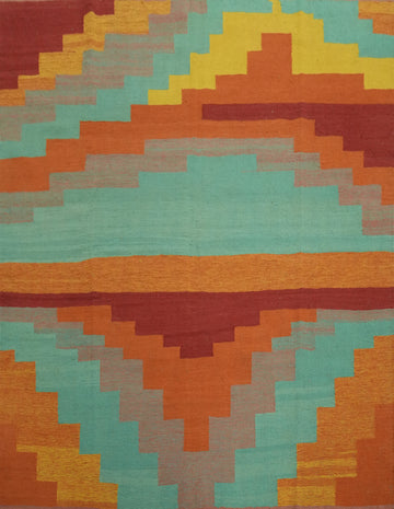 Flat Weave Wool Kilim Square Area Rug 8x8
