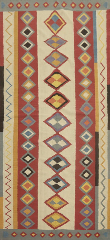 Nomad Wool Geometric Kilim Area Rug 5x11
