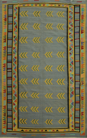 Gray Geometric Kilim Oriental Area Rug 9x12