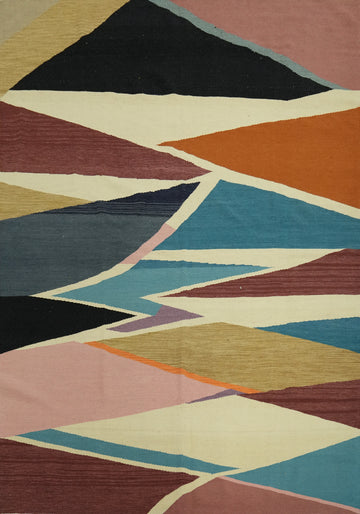 Modern Wool Kilim Vegetable Dye Area Rug 8x10
