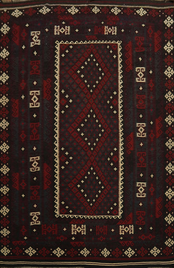 Geometric Red Kilim Vegetable Dye Area Rug 8x11