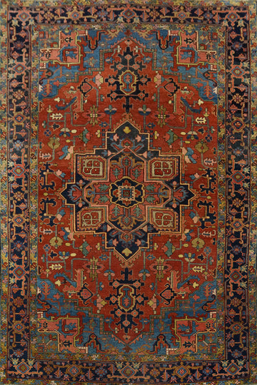Pre-1900 Vegetable Dye Heriz Serapi Persian Area Rug 8x10