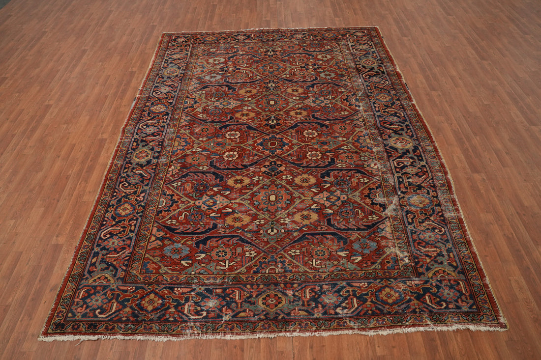 Pre-1900 Vegetable Dye Heriz Serapi Persian Area Rug 8x11