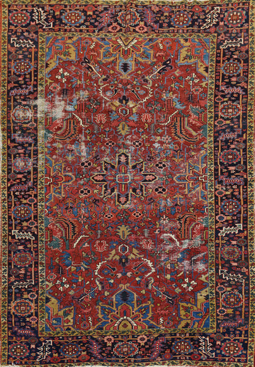 Pre-1900 Vegetable Dye Heriz Serapi Persian Area Rug 7x10