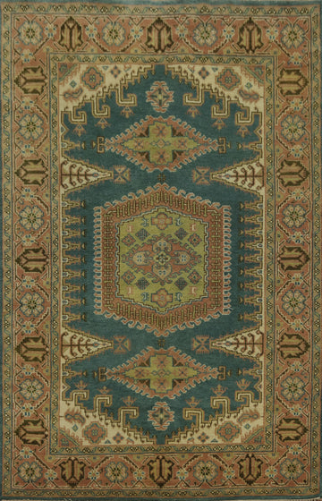 Geometric Wool Viss Indian Area Rug 6x9