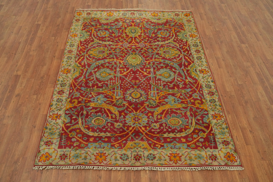 All-Over Floral Oushak Indian Area Rug 6x8