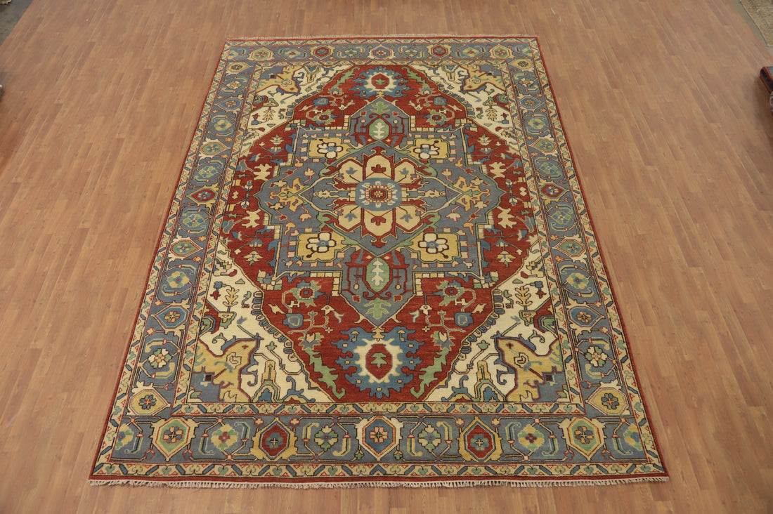 Geometric Heriz Serapi Indian Large Rug 10x14