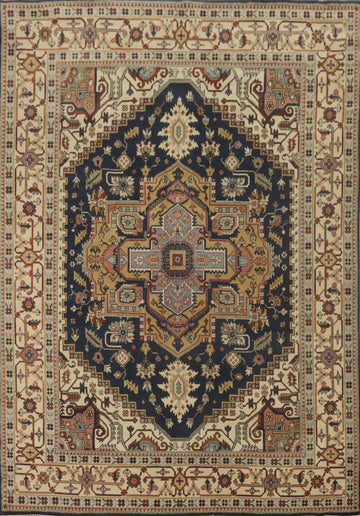 Geometric Heriz Serapi Indian Large Rug 12x15