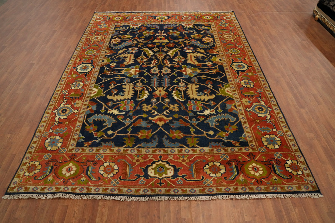 Blue Floral Oushak Indian Area Rug 9x12