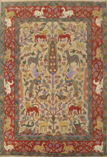 Hunting Design Camel Ziegler Indian Area Rug 9x12