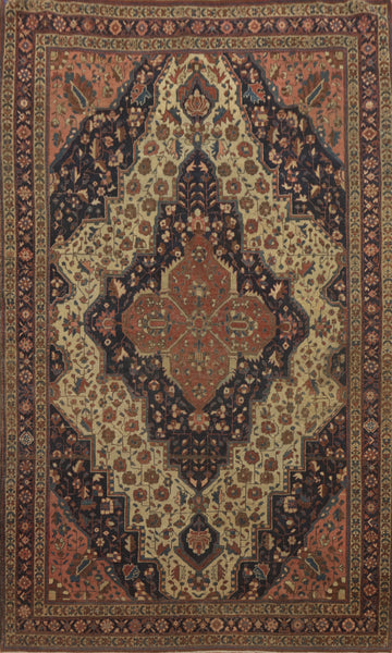Pre-1900 Antique Vegetable Dye Sarouk Farahan Persian Rug 4x7
