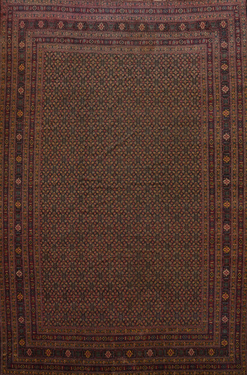 Pre-1900 Vegetable Dye Senneh Persian Large Rug 12x16