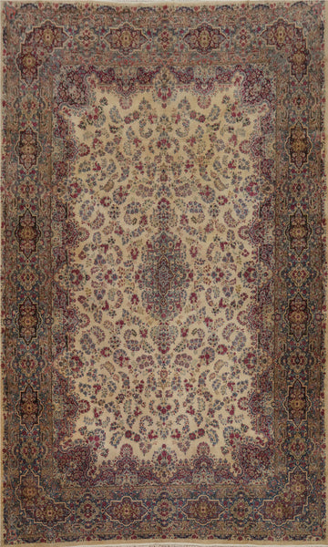 Antique Vegetable Dye Kerman Persian Large Rug 12x18