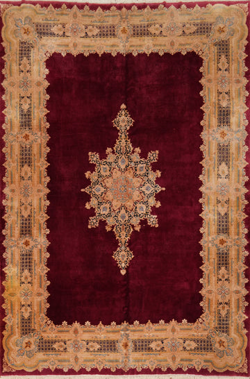 Vegetable Dye Red Kerman Persian Large Rug 10x14