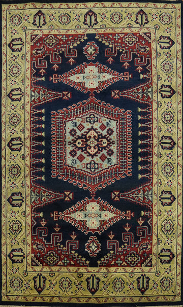 Dark Blue Viss Indian Area Rug 6x9