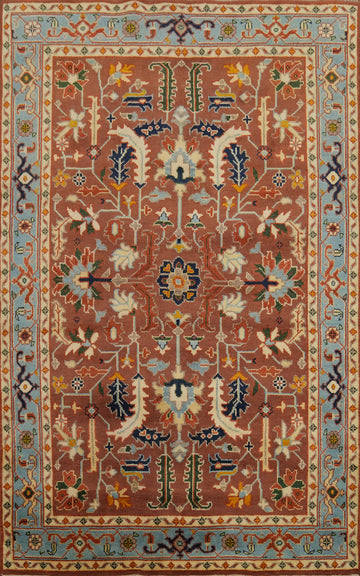 Orange Wool Oushak Indian Area Rug 6x9