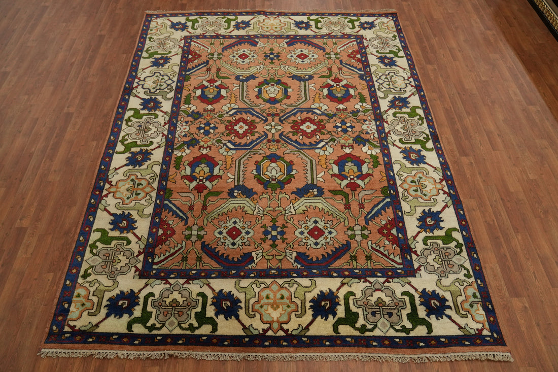 Orange Wool Oushak Room Size Area Rug 8x10