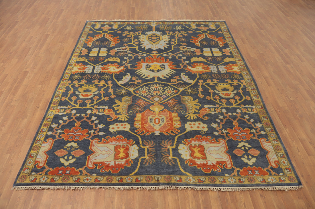 Handmade Blue Oushak Living Room Area Rug 8x10