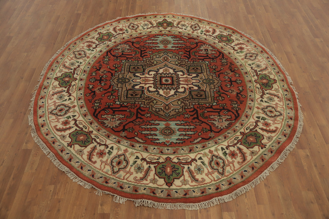 Geometric Heriz Serapi Round Area Rug 8x8