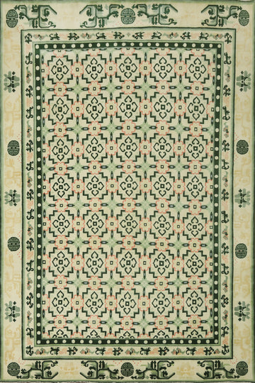 Geometric Art Deco Vegetable Dye Area Rug 9x12