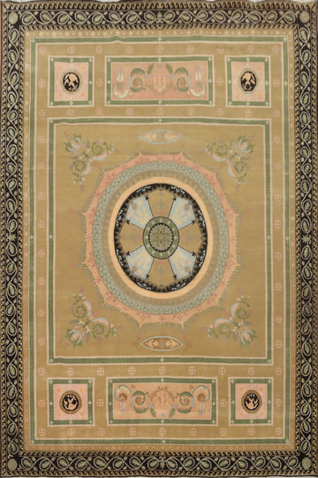 Vegetable Dye Aubusson Large Area Rug 9x12