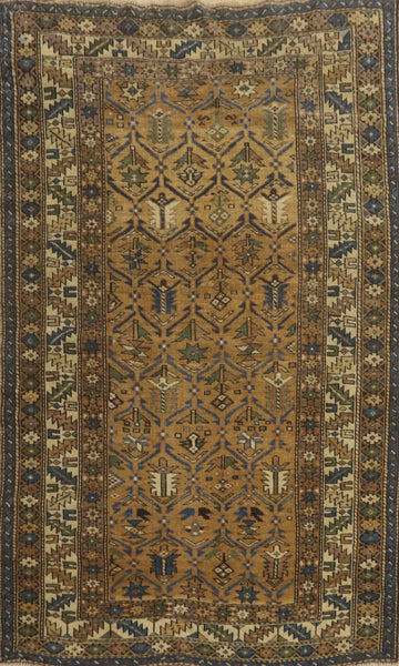 Pre-1900 Antique Shirvan Vegetable Dye Rug 4x5