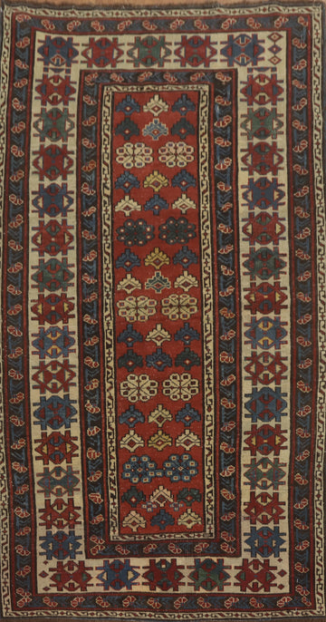 Pre-1900 Antique Kazak Vegetable Dye Rug 3x6