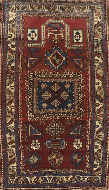 Antique Kazak Vegetable Dye Rug 5x7