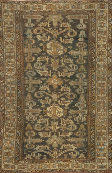 Pre-1900 Antique Shirvan Vegetable Dye Rug 4x5
