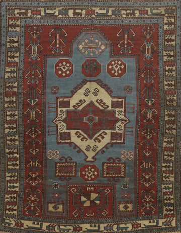 Pre-1900 Antique Kazak Vegetable Dye Rug 5x6