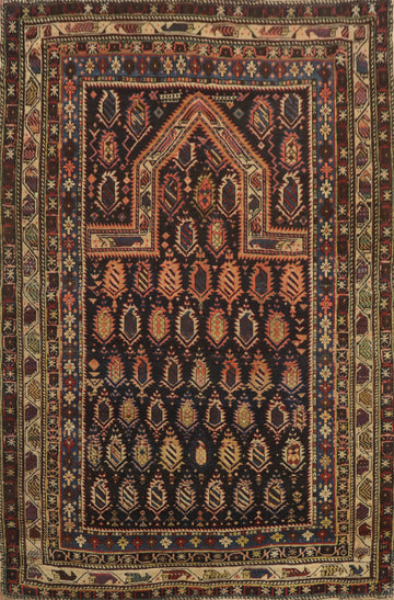 Pre-1900 Antique Shirvan Vegetable Dye Rug 4x5