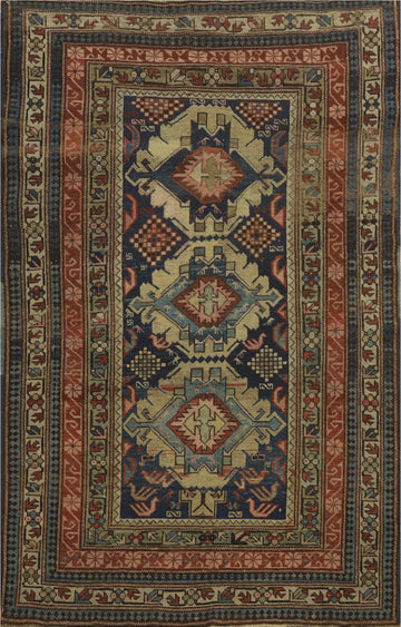 Pre-1900 Antique Shirvan Vegetable Dye Rug 3x5