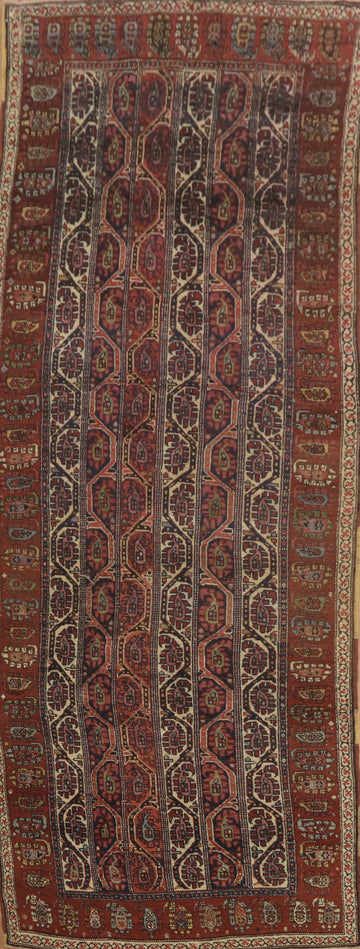 Pre-1900 Antique Kazak Vegetable Dye Runner Rug 4x11