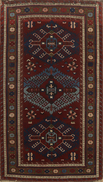 Pre-1900 Antique Vegetable Dye Kazak Oriental Rug 4x6