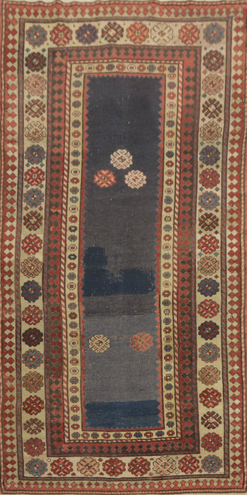 Pre-1900 Antique Kazak Vegetable Dye Runner Rug 3x8