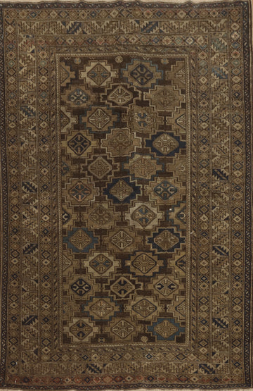 Pre-1900 Antique Kazak Vegetable Dye Rug 4x5