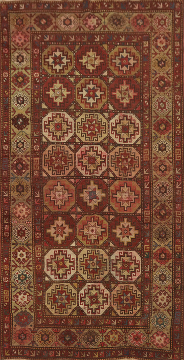 Pre-1900 Antique Vegetable Dye Kazak Oriental Rug 5x10