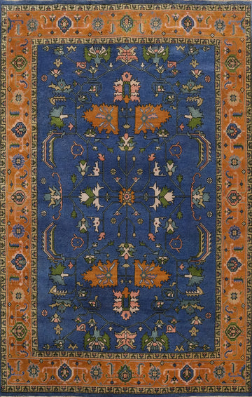Blue Handmade Oushak Living Room Area Rug 9x12