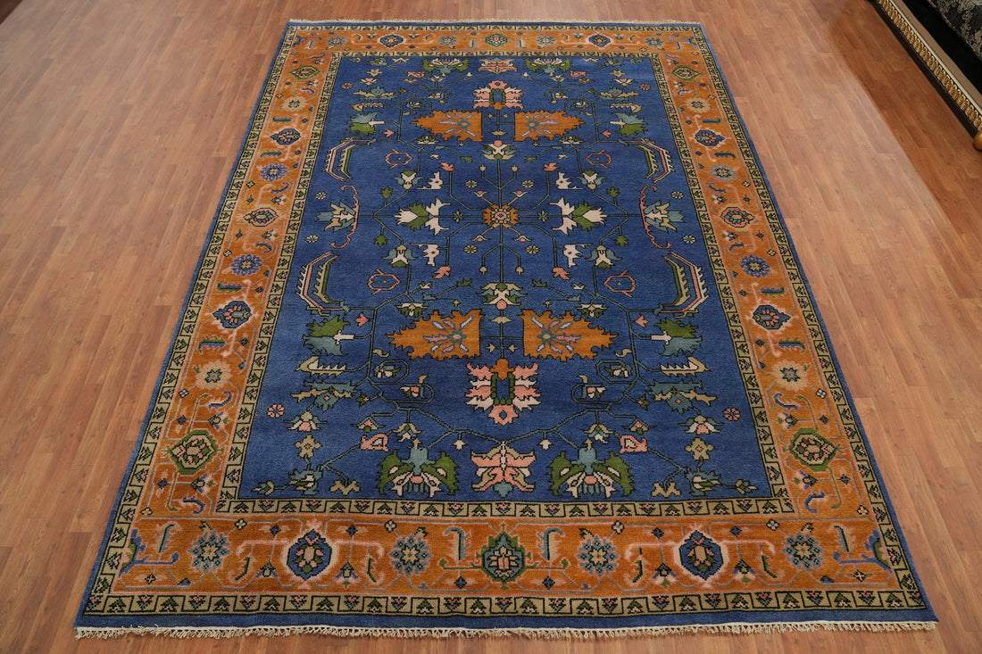 Blue Handmade Oushak Living Room Area Rug 9x12