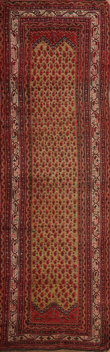 Antique Vegetable Dye Kurdish Persian Runner Rug 4x14