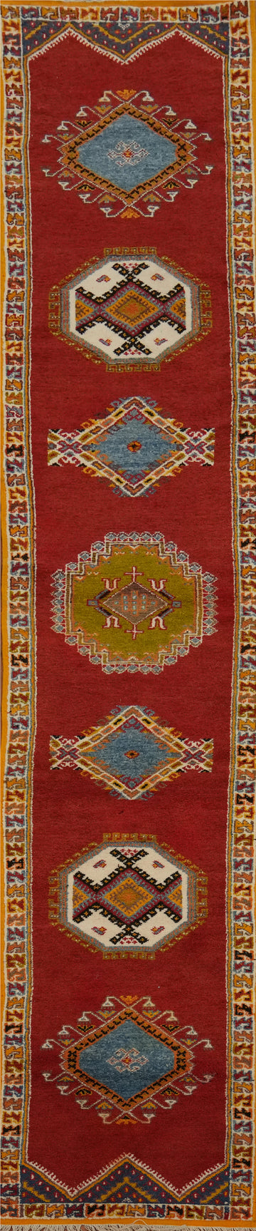 Geometric Wool Moroccan Oriental Runner Rug 3x16