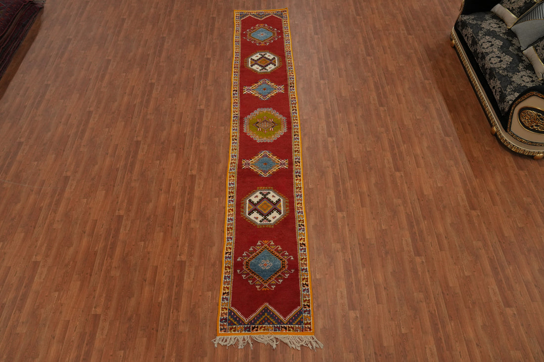 Geometric Wool Moroccan Oriental Runner Rug 3x16