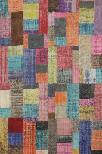 Multicolor Wool Patchwork Distressed Area Rug 8x10