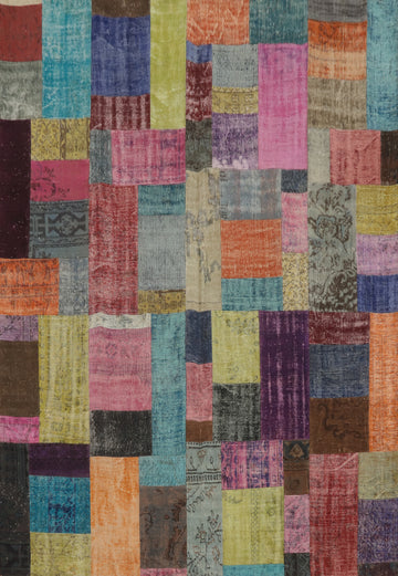 Handmade Wool Patchwork Distressed Area Rug 8x10