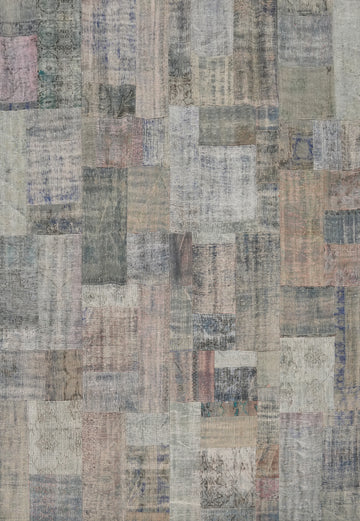 Wool Distressed Patchwork Living Room Area Rug 8x10