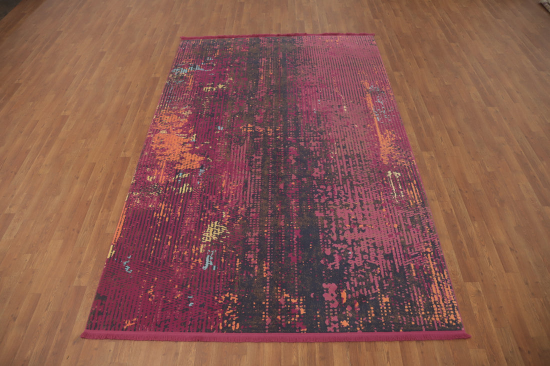 Modern Abstract Distressed Look Area Rug 6x9
