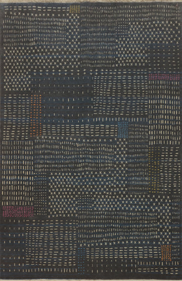 Black Gabbeh Living Room Area Rug 6x9