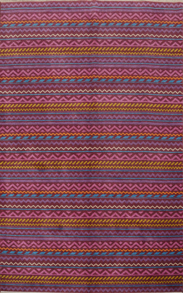 Striped Wool Gabbeh Living Room Area Rug 6x9