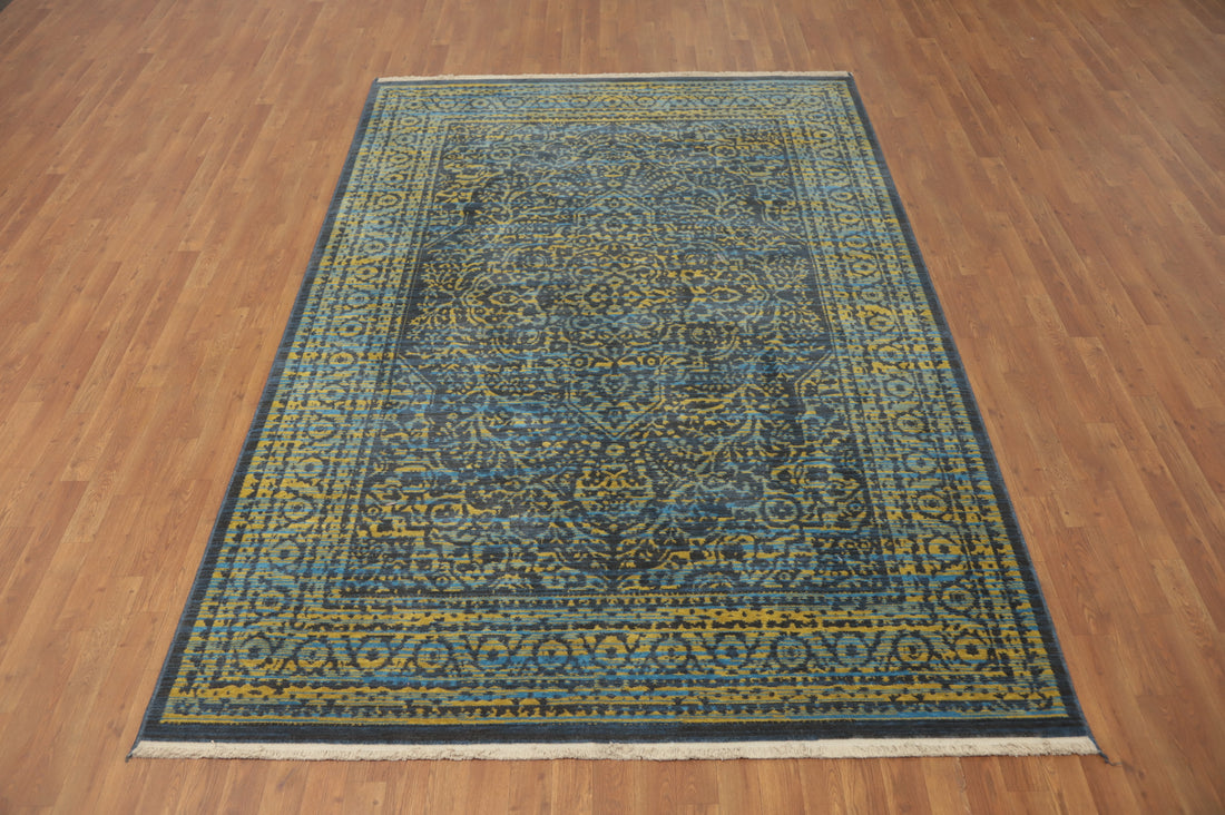 Geometric Oushak Living Room Area Rug 6x9